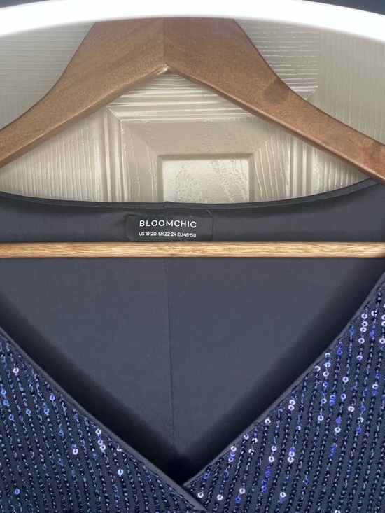 BloomChic 18-20 Navy Sequin V-Neck Dress, Formal, Party - Picture 3 of 6